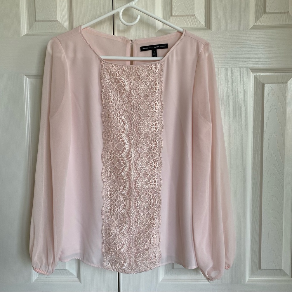 WHBM Long sleeve blouse,Light Pink / Blush color, Size 6.